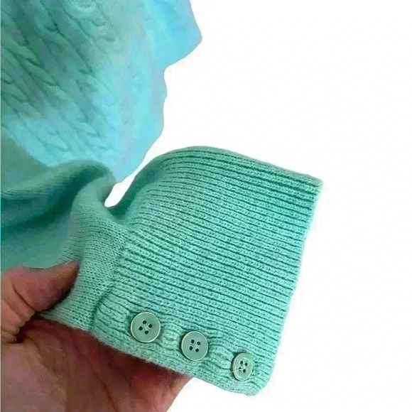 Talbots Crewneck Sweater Women’s XL Seafoam Green Cableknit - Picture 3 of 7